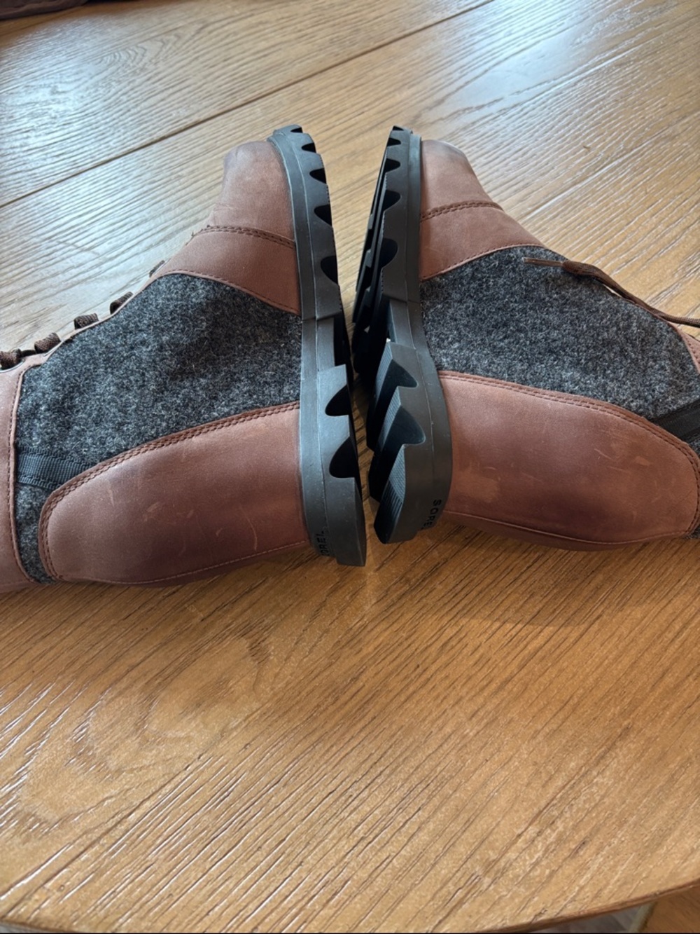 Women's Brown Lace-Up Wedge Ankle Boots - Picture 4 of 7